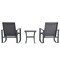 Merrick Lane Brevyn 3 Piece Outdoor Bistro Set with Flex Comfort Rocking Chairs and Steel Framed Glass Top Table